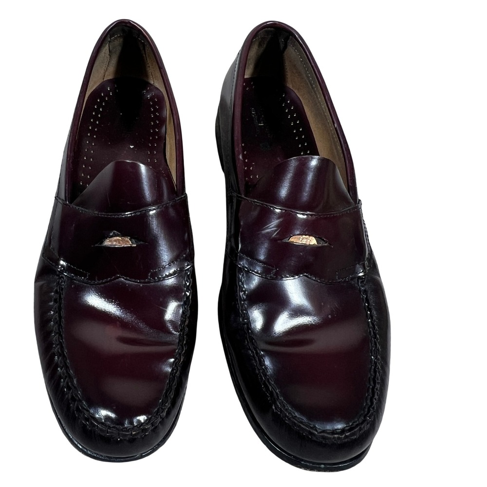 G.H. Bass Weejuns Solid Penny Loafer Burgundy Preppy Leather Slip On Size 12 D